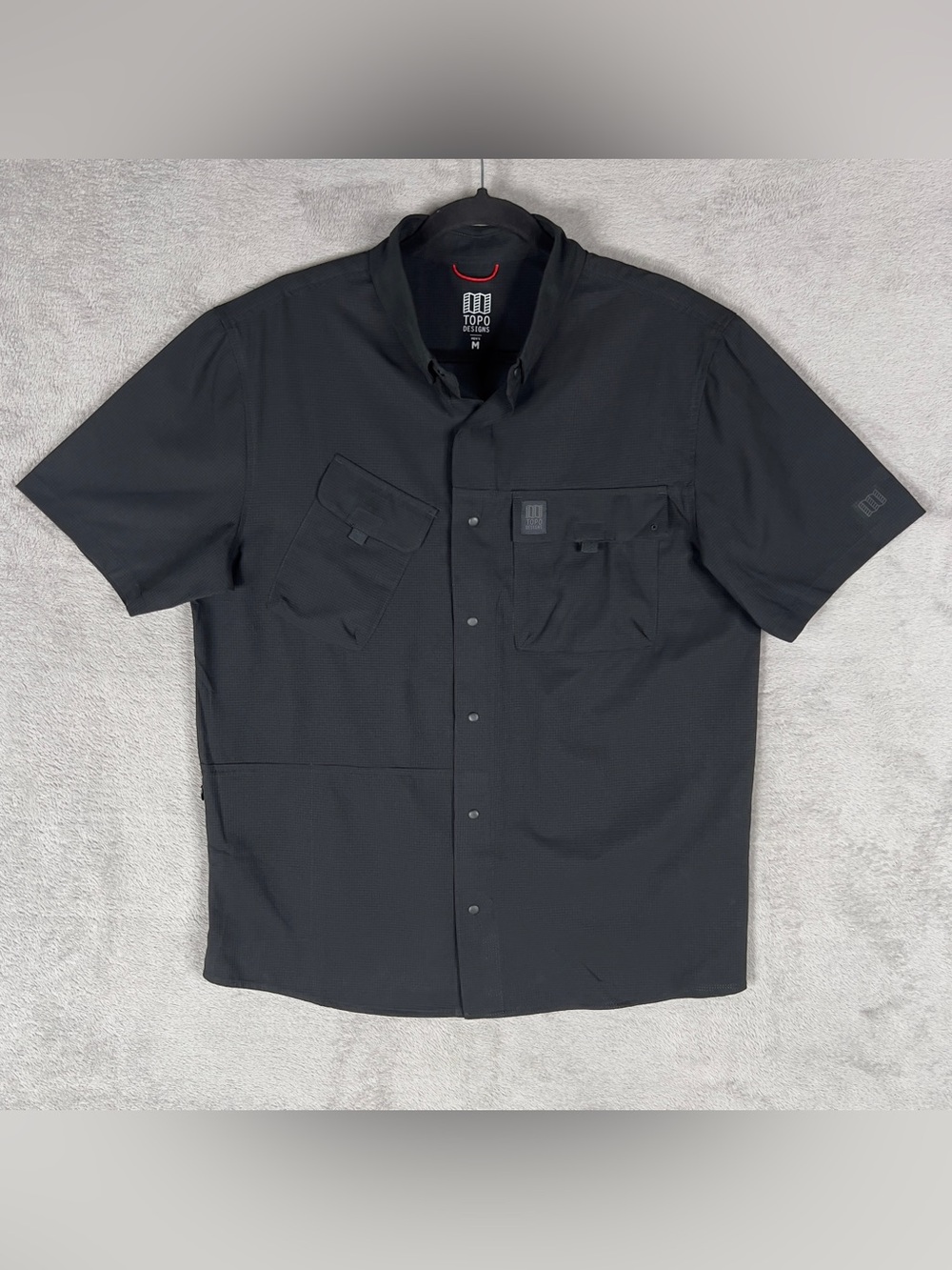 Topo Designs Retro River Fishing Shirt Men's Medium Black Snap‎ Button Quick Dry